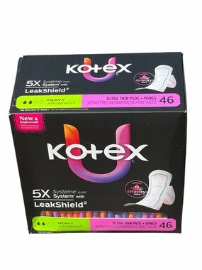Kotex Ultra Thin Pads with Wings Heavy Absorbency 46 Count